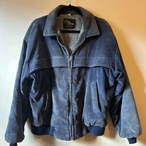 Vintage 1970s Cal Craft Blue Corduroy Bomber Jacket
